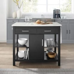 Coupon ⌛ Crosley Furniture Audrey Black With Faux Marble Top Kitchen Island - 42"W X 23.5"D X 36"H ???? -Crosley Furniture Shop unnamed file 1024