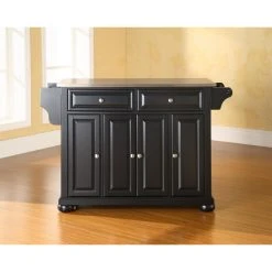 Promo ???? Crosley Furniture Alexandria Stainless Steel Top Kitchen Island In Black Finish ✔️