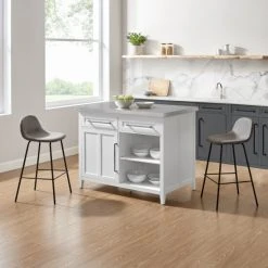 Deals ???? Crosley Furniture Silvia Stainless Steel Top Kitchen Island W/Riley Stools ????