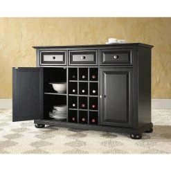 Discount ???? Crosley Furniture Alexandria Buffet Server / Sideboard Cabinet With Wine Storage In Black Finish - 47.75 "W X 18 "D X 34 "H ✔️