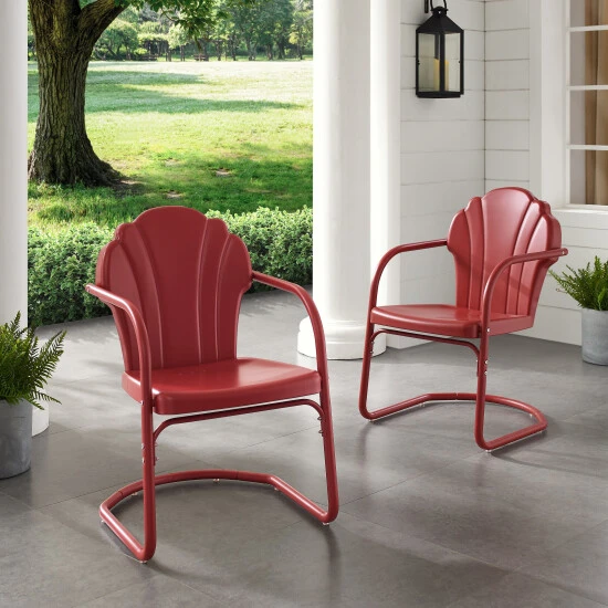 Wholesale ???? Crosley Furniture Diana Bay Red Retro Metal Chairs (Set Of 2) By Havenside Home ???? 4 Wholesale ???? Crosley Furniture Diana Bay Red Retro Metal Chairs (Set Of 2) By Havenside Home ???? - Image 2