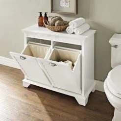Flash Sale ???? Crosley Furniture Lydia Linen Hamper In White ????