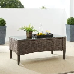 Outlet ???? Crosley Furniture Rockport Outdoor Wicker Coffee Table - 43.75"W X 23.63"D X 20'H ✨