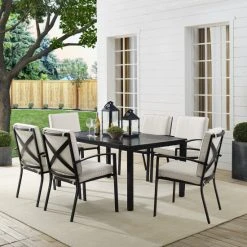 Promo ???? Crosley Furniture Kaplan 7-piece Oil-rubbed Bronze Beige Cushions Outdoor Dining Set ????