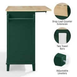 New ???? Crosley Furniture Cora Drop Leaf Kitchen Island Emerald Green ⌛ -Crosley Furniture Shop unnamed file 1464
