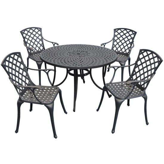 Best Pirce ❤️ Crosley Furniture Sedona 46" Five Piece Cast Aluminum Outdoor Dining Set In Black ???? 4 Best Pirce ❤️ Crosley Furniture Sedona 46" Five Piece Cast Aluminum Outdoor Dining Set In Black ???? - Image 2