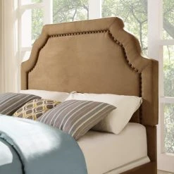 Buy ???? Crosley Furniture Loren Keystone Upholstered Full/Queen Headboard In Camel Microfiber ????
