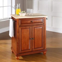 Cheapest ???? Crosley Furniture Cambridge Natural Wood Top Portable Kitchen Island In Classic Cherry Finish - N/A ????