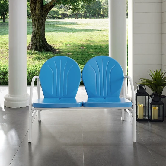 Hot Sale ???? Crosley Furniture Griffith Sky Blue Steel Outdoor Love Seat ???? 4 Hot Sale ???? Crosley Furniture Griffith Sky Blue Steel Outdoor Love Seat ???? - Image 2