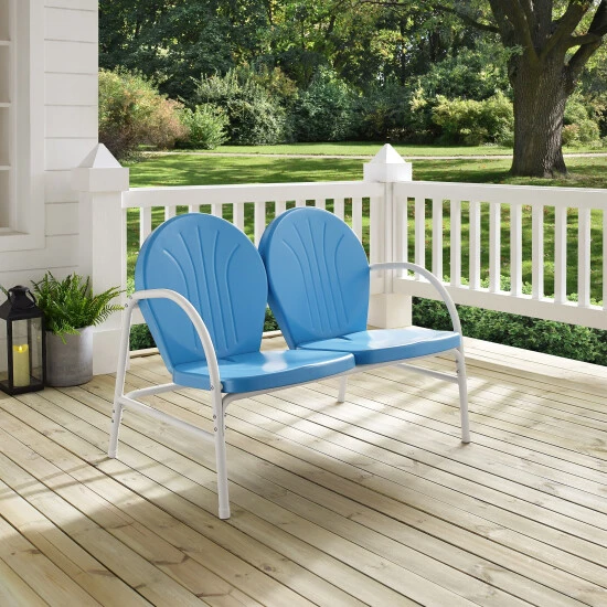 Hot Sale ???? Crosley Furniture Griffith Sky Blue Steel Outdoor Love Seat ???? 5 Hot Sale ???? Crosley Furniture Griffith Sky Blue Steel Outdoor Love Seat ???? - Image 3