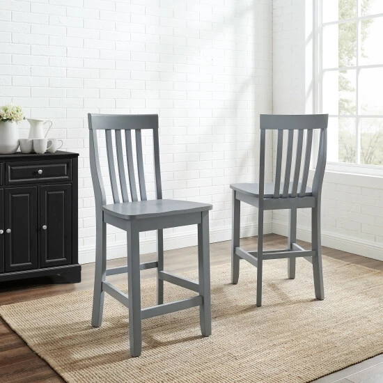Promo ⭐ Crosley Furniture School House 2Pc Counter Stool Set - 21.25"x18.25"x41" Gray ???? 3 Promo ⭐ Crosley Furniture School House 2Pc Counter Stool Set - 21.25"x18.25"x41" Gray ????