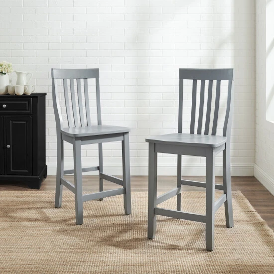 Promo ⭐ Crosley Furniture School House 2Pc Counter Stool Set - 21.25"x18.25"x41" Gray ???? 4 Promo ⭐ Crosley Furniture School House 2Pc Counter Stool Set - 21.25"x18.25"x41" Gray ???? - Image 2