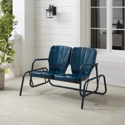 Cheapest ???? Crosley Furniture Ridgeland Outdoor Metal Loveseat Glider Turquoise Gloss ????