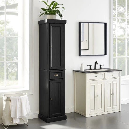 Flash Sale ???? Crosley Furniture Seaside Tall Linen Cabinet - 14"d X 16"w X 72"h Distressed Black ???? 3 Flash Sale ???? Crosley Furniture Seaside Tall Linen Cabinet - 14"d X 16"w X 72"h Distressed Black ????