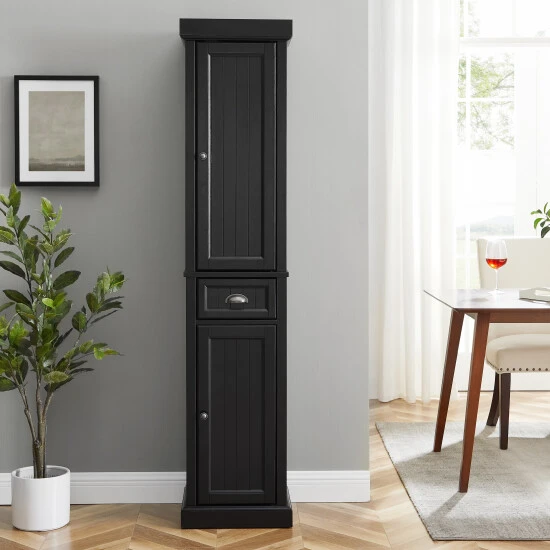 Flash Sale ???? Crosley Furniture Seaside Tall Linen Cabinet - 14"d X 16"w X 72"h Distressed Black ???? 7 Flash Sale ???? Crosley Furniture Seaside Tall Linen Cabinet - 14"d X 16"w X 72"h Distressed Black ???? - Image 5