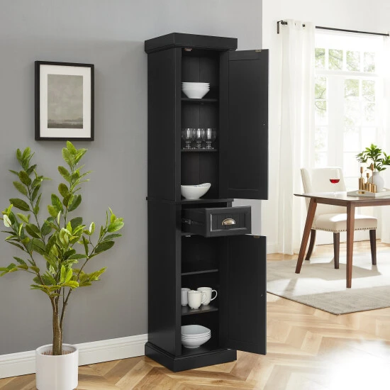 Flash Sale ???? Crosley Furniture Seaside Tall Linen Cabinet - 14"d X 16"w X 72"h Distressed Black ???? 8 Flash Sale ???? Crosley Furniture Seaside Tall Linen Cabinet - 14"d X 16"w X 72"h Distressed Black ???? - Image 6