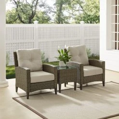 Best deal ???? Crosley Furniture Rockport 3Pc Outdoor Wicker High Back Chair Set ????
