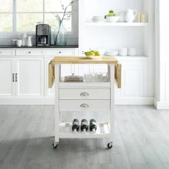 Cheap ???? Crosley Furniture Bristol Double Drop Leaf Kitchen Cart White ????