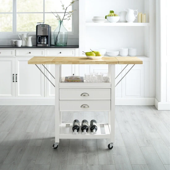 Cheap ???? Crosley Furniture Bristol Double Drop Leaf Kitchen Cart White ???? 5 Cheap ???? Crosley Furniture Bristol Double Drop Leaf Kitchen Cart White ???? - Image 3