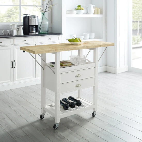 Cheap ???? Crosley Furniture Bristol Double Drop Leaf Kitchen Cart White ???? 6 Cheap ???? Crosley Furniture Bristol Double Drop Leaf Kitchen Cart White ???? - Image 4