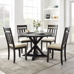 Promo ???? Crosley Furniture Hayden 5Pc Round Dining Set Slate Table, 4 Chairs ????