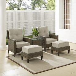 Promo ???? Crosley Furniture Rockport 5Pc Outdoor Wicker High Back Chair Set ⭐