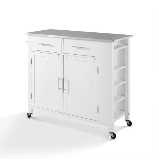 Hot Sale ???? Crosley Furniture Savannah Stainless Steel Top Full-size Kitchen Island Cart - 37"H X 42"W X 18.25"D ???? 4 Hot Sale ???? Crosley Furniture Savannah Stainless Steel Top Full-size Kitchen Island Cart - 37"H X 42"W X 18.25"D ???? - Image 2