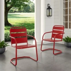 Best deal ???? Crosley Furniture Baie Verte Red Metal Chairs (Set Of 2) By Havenside Home ????