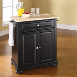 Deals ✨ Crosley Furniture Cambridge Natural Wood Top Portable Kitchen Island In Black Finish - N/A ????