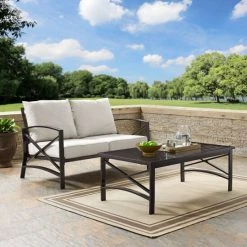 Best deal ???? Crosley Furniture Kaplan 2 Pc Outdoor Seating Set With Oatmeal Cushion - Loveseat, Coffee Table ????