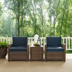 Discount ???? Crosley Furniture Bradenton Navy Cushions Wicker Outdoor Conversation Set ⌛