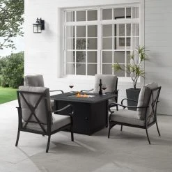 Cheapest ???? Crosley Furniture Dahlia 5Pc Outdoor Metal Conversation Set W/ Fire Table ????