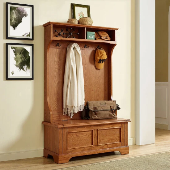 Best Pirce ???? Crosley Furniture Campbell Hall Tree In Oak Finish - 40 "W X 18.5 "D X 64.25 "H ???? 4 Best Pirce ???? Crosley Furniture Campbell Hall Tree In Oak Finish - 40 "W X 18.5 "D X 64.25 "H ???? - Image 2
