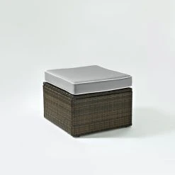 Best Pirce ???? Crosley Furniture Palm Harbour Wicker Ottoman In Brown With Gray Cushions ????