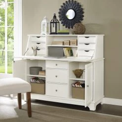 New ???? Crosley Furniture Sullivan Secretary Desk In White ????