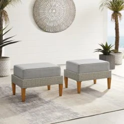 Best Sale ???? Crosley Furniture Capella 2Pc Outdoor Wicker Ottoman Set ????