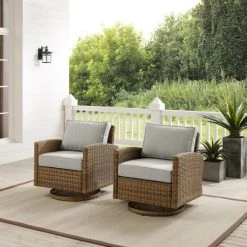 Discount ???? Crosley Furniture Bradenton 2Pc Outdoor Wicker Swivel Rocker Chair Set White ????