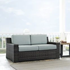 Discount ???? Crosley Furniture Beaufort Outdoor Espresso All-Weather Wicker Loveseat With Mist Cushions ????