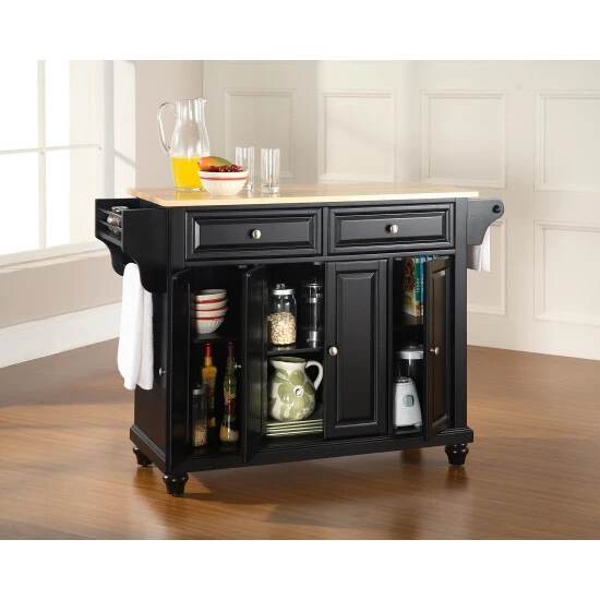 Best Sale ???? Crosley Furniture Cambridge Natural Wood Top Kitchen Island In Black Finish - N/A ???? 4 Best Sale ???? Crosley Furniture Cambridge Natural Wood Top Kitchen Island In Black Finish - N/A ???? - Image 2