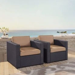 Best deal ✔️ Crosley Furniture Biscayne Mocha Wicker Outdoor Seating Chairs (Set Of 2) ✔️