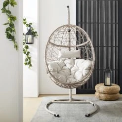 Brand new ✨ Crosley Furniture Cleo Outdoor/ Indoor Wicker Hanging Egg Chair - 42"W X 42"D X 81"H ????