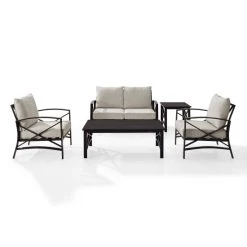 Discount ???? Crosley Furniture Kaplan 5 Pc Outdoor Seating Set With Oatmeal Cushion - Loveseat, Two Chairs, Coffee Table, Side Table ✔️ -Crosley Furniture Shop unnamed file 2702
