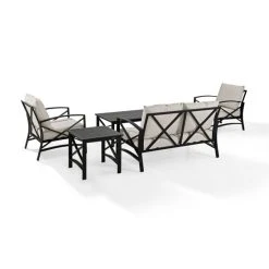 Discount ???? Crosley Furniture Kaplan 5 Pc Outdoor Seating Set With Oatmeal Cushion - Loveseat, Two Chairs, Coffee Table, Side Table ✔️ -Crosley Furniture Shop unnamed file 2703