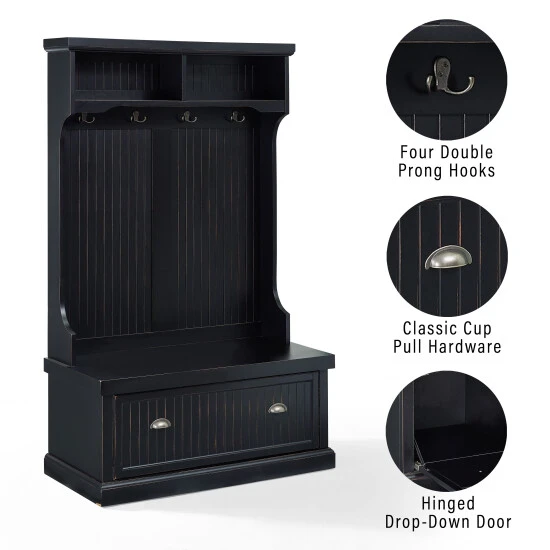 Best Sale ???? Crosley Furniture Seaside Distressed Black Wood Hall Tree ???? 9 Best Sale ???? Crosley Furniture Seaside Distressed Black Wood Hall Tree ???? - Image 7