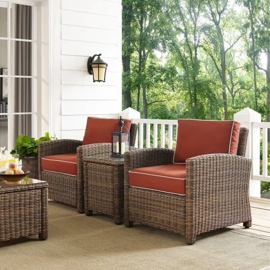 Top 10 ???? Crosley Furniture Bradenton Outdoor All-Weather Wicker 3-Piece Conversation Set With Sangria Cushions ???? 3 Top 10 ???? Crosley Furniture Bradenton Outdoor All-Weather Wicker 3-Piece Conversation Set With Sangria Cushions ????