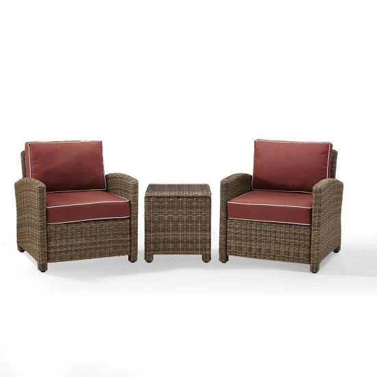Top 10 ???? Crosley Furniture Bradenton Outdoor All-Weather Wicker 3-Piece Conversation Set With Sangria Cushions ???? 4 Top 10 ???? Crosley Furniture Bradenton Outdoor All-Weather Wicker 3-Piece Conversation Set With Sangria Cushions ???? - Image 2