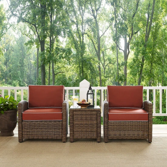 Top 10 ???? Crosley Furniture Bradenton Outdoor All-Weather Wicker 3-Piece Conversation Set With Sangria Cushions ???? 6 Top 10 ???? Crosley Furniture Bradenton Outdoor All-Weather Wicker 3-Piece Conversation Set With Sangria Cushions ???? - Image 4
