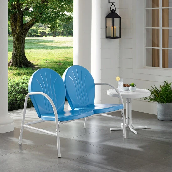 Budget ???? Crosley Furniture Griffith 2 Piece Metal Outdoor Conversation Seating Set - Loveseat & Table In Sky Blue Finish ???? 3 Budget ???? Crosley Furniture Griffith 2 Piece Metal Outdoor Conversation Seating Set - Loveseat & Table In Sky Blue Finish ????