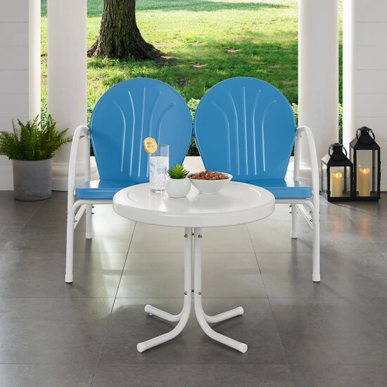 Budget ???? Crosley Furniture Griffith 2 Piece Metal Outdoor Conversation Seating Set - Loveseat & Table In Sky Blue Finish ???? 4 Budget ???? Crosley Furniture Griffith 2 Piece Metal Outdoor Conversation Seating Set - Loveseat & Table In Sky Blue Finish ???? - Image 2