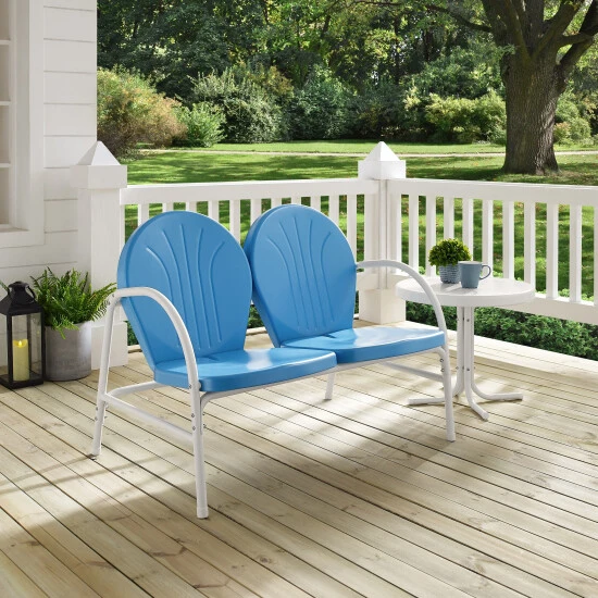 Budget ???? Crosley Furniture Griffith 2 Piece Metal Outdoor Conversation Seating Set - Loveseat & Table In Sky Blue Finish ???? 5 Budget ???? Crosley Furniture Griffith 2 Piece Metal Outdoor Conversation Seating Set - Loveseat & Table In Sky Blue Finish ???? - Image 3
